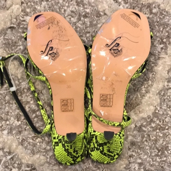 FREE PEOPLE Green Black Salina Strappy Heeled Sandals Size 6 - Picture 7 of 8